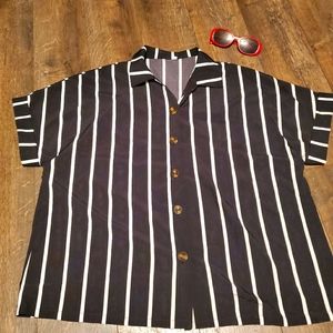 Black and white stripe button up.